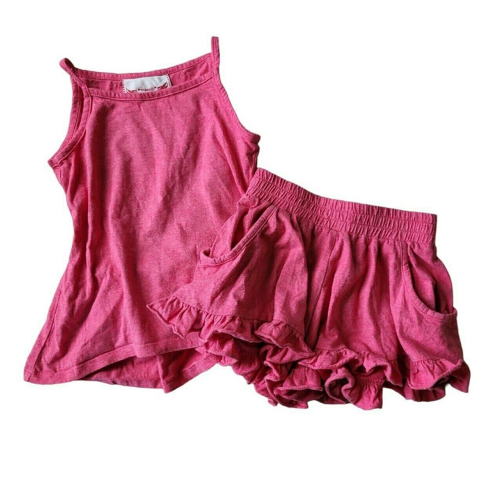 Paper Wings Pink Ruffle Tank Top & Shorts Outfit